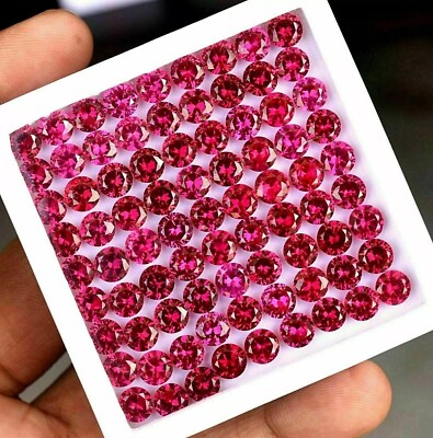 50 Pcs Natural Ruby CERTIFIED Red Round 4 mm Size Lot AA+ Quality Gemstone
