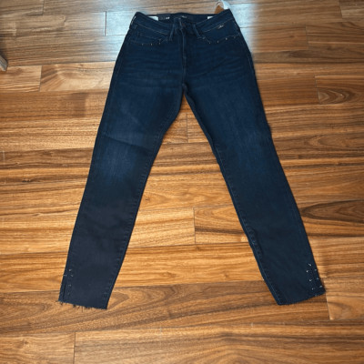 Mavi Tess high rise skinny jeans with bling trim raw hem ankle length woman's 27