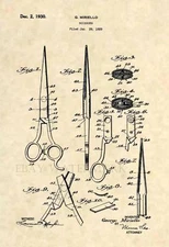 Official Hair Stylist Scissors US Patent Art Print- Cosmetology Shears 447