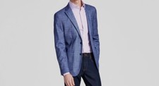 Calvin Klein Men's Blue Solid Colored Slim-Fit Soft Sport Coat Size 42L
