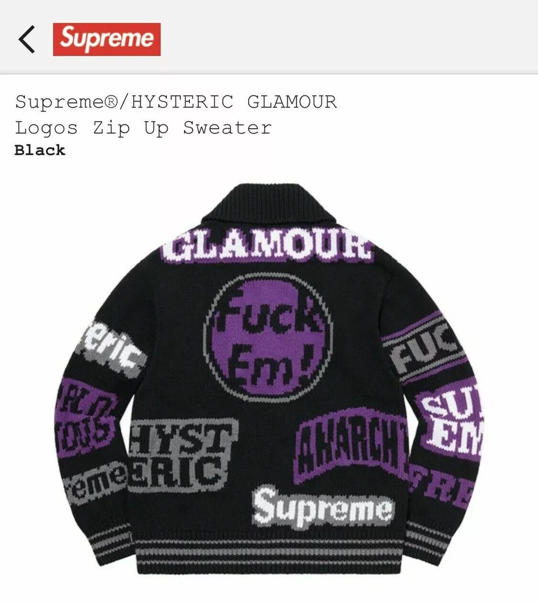 【カーゴ】 Supreme - Supreme ヒステリックグラマー Logo Zip Up Sweaterの通販 by apaini's ...