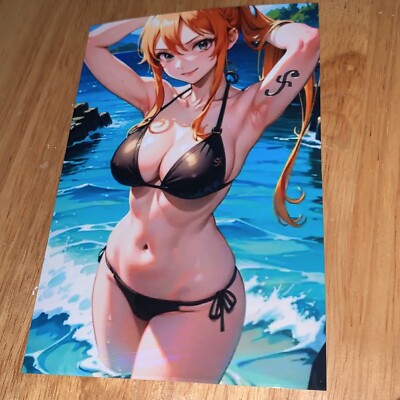 NAMI One Piece Black Swimsuit Goddess Story Sexy Anime Girl PHOTO PRINT Art 4x6
