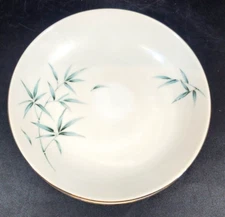 Set of 4 Sone China Bamboo Aqua 7 3/4 " Soup/Salad Bowls Silver Trim White 1964