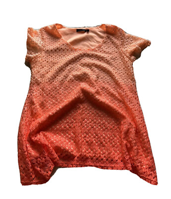 Notations Size L Crochet Top Length 29  Short Sleeve Crochet Poly #609