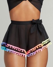 Agent Provocateur Lely Black Cotton Cover-up Shorts UK10 Medium NWT 195