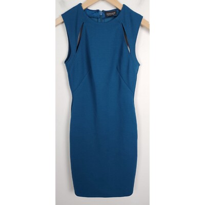 Topshop Women's Sz. 2 Teal Cut Out Ribbed Fitted Short Body Con Dress | eBay