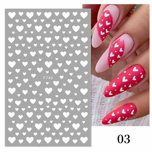 3D Nail Stickers Design Decals Black White Red Love Heart Nail Art Manicure DIY - Picture 14 of 17