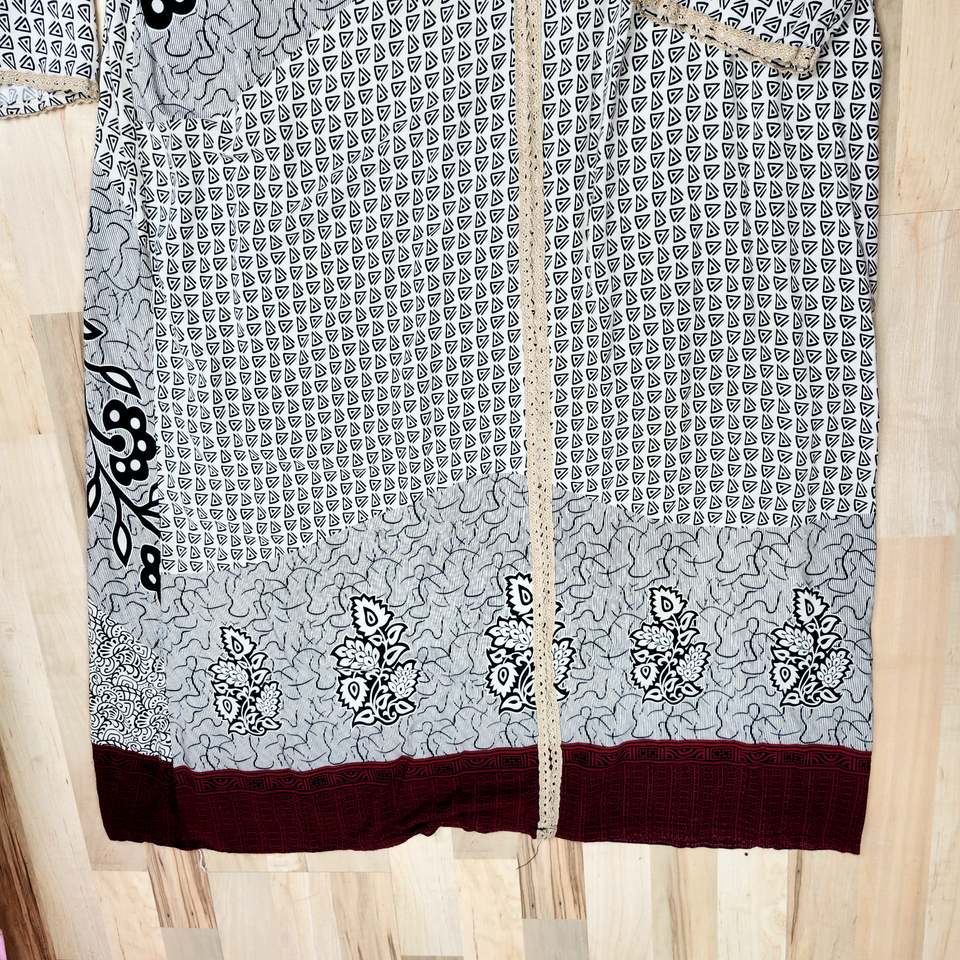 Pretty Lightweight Plus 4X Crochet Trimmed Black Red Maxi Dress Long