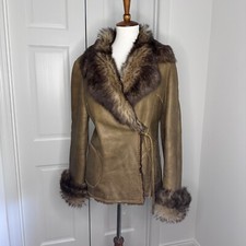 Rizal France Luxurious Genuine Shearling Brown Fur Coat Size 12-14 M /l