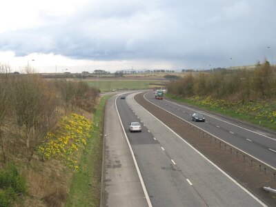 Foto 6x4 M90, Kelty aufgenommen von der Brücke an der Kreuzung 4. Northbound traf c2009