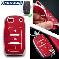 Red Tpu Remote Key Fob Cover Case Protector For Vw Jetta Passat Golf Gti Rabbit