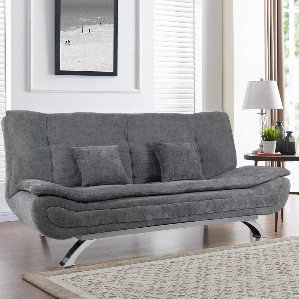 Elegant Curved Fabric Sofabed 3Seater Sofa Sleeper Bedroom Living Room Couch Bed