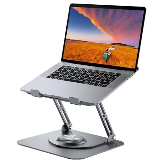 Adjustable 360° Rotating Grey Laptop Stand for Desk  -image
