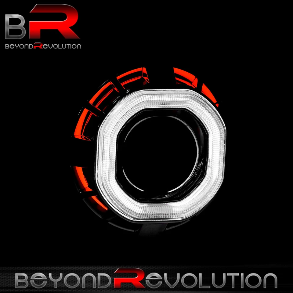 Luces de Cabeza Retrofit Proyector Cubierta Bi-Xenón CCFL Doble Halo Anillos 2.5" H1 HID Foto 4 de 4
