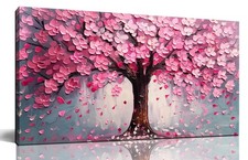 Pink Wall Art Large Tree of Life Wall Art for Living Room Bedroom Office Bath...