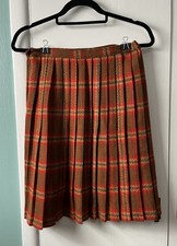 Vintage A Line Wool Skirt Beautiful Autumn Colors Plaid Pleats Sz XS
