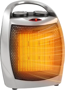 Portable Electric Space Heater - 1500W/750W Thermostat, 2-In-1 Fast Heating Cera