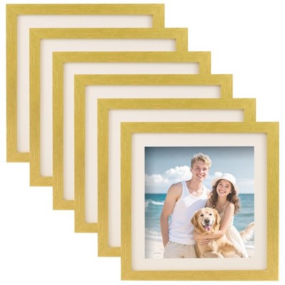 TOFOREVO 10x10 Picture Frames Set of 6 Gold Wood Grain Photo Frame for Gallery W