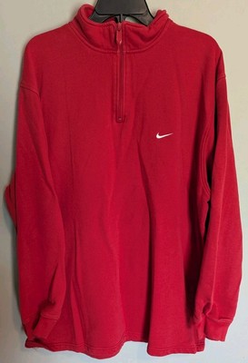 Vintage Y2K Nike Team 1/4 Zip Mens Red Pullover Sweatshirt Swoosh Logo Size 2XL
