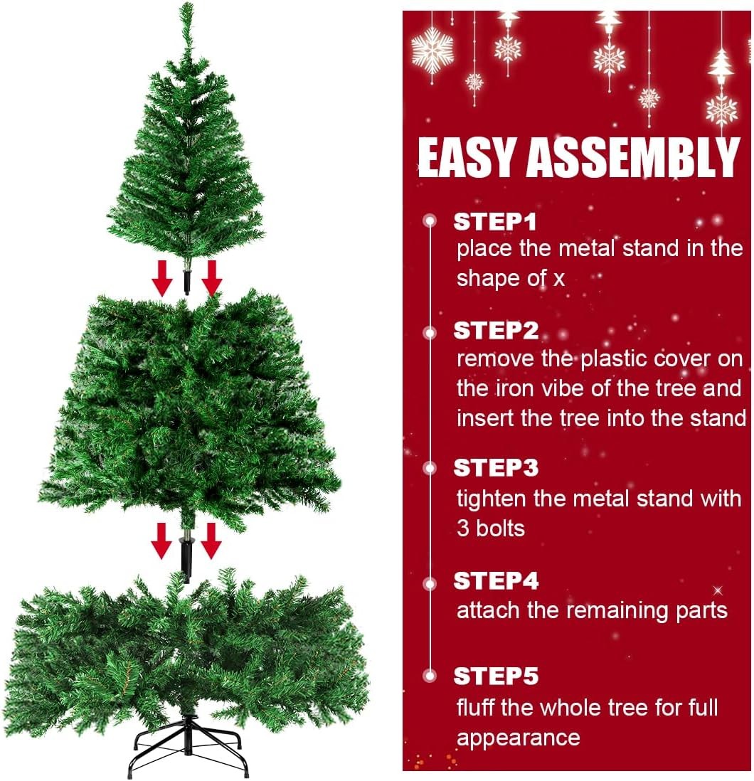 Christmas Tree, 7 FT Artificial Christmas Tree, Xmas Pine Tree with Solid Fol...