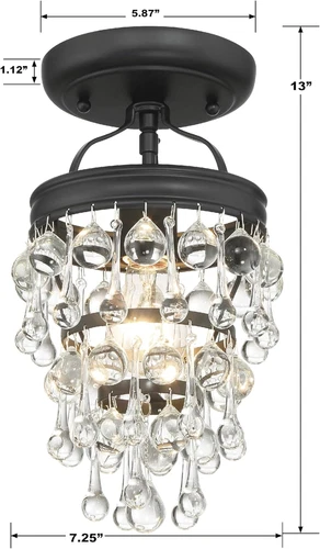 Calypso Matte Black 1-Light Semi Flush Mount Ceiling Light Fixture - Picture 5 of 5