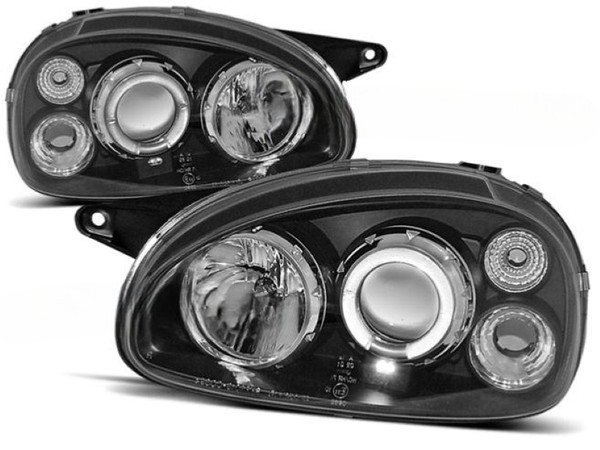 Scheinwerfer Paar Opel Corsa B 93-00 Angel Eyes Schwarz-image