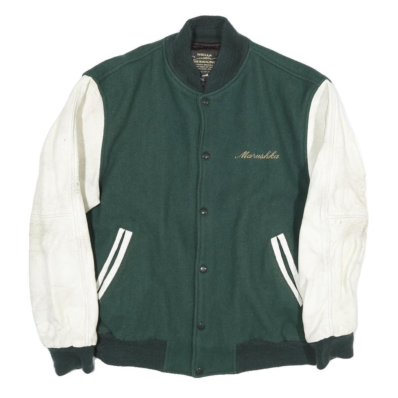 NIELLA CUSTOM DESIGN Hombre Verde y Blanco Pintura Su Carro Chaqueta de Lana L