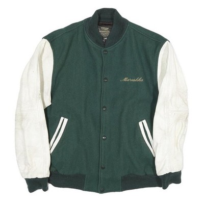NIELLA CUSTOM DESIGN Herren Grün & Weiß Paint Your Wagon Wolljacke L Knopf