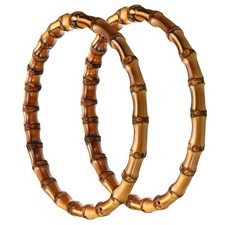 6.7 Inch Bamboo Purse Handles,, 2 Pcs Round Replacement Handmade Rings, Brown