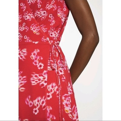 all saints red floral dress Mya Floral Print Shirred Midi Dress ARMADA RED