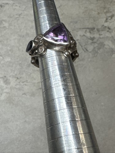 Precioso anillo de plata de ley de amatista e iolita marca Sajen talla 5 H31 - Imagen 12 de 15