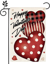 Happy Garden Flag 12X18 Inch Double Sided Burlap Welcome Pink Love Home Holiday