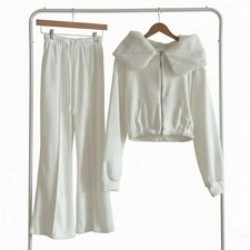 New Mink Fur Hoodie  Pants Tracksuit Set