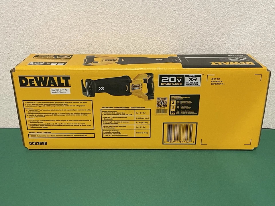 DEWALT 20V MAX XR Reciprocating Saw w/Power Detect (Bare Tool Only) DCS368B New - Image 4 of 4