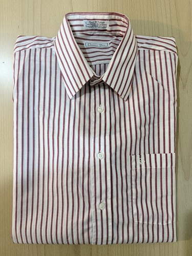 Christian Dior Monsieur Long Sleeve Red / White Stripe 15 1/2 34-35 Dress Shirt