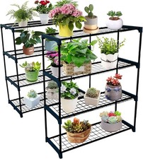 2 PCS 4 Tier Garden Greenhouse Iron Shelving Plant Stand Garden Shelving Unit