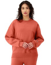 Champion Women's Powerblend Crewneck Sweatshirt Script Logo Picante Pink Size S