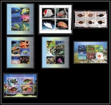2140a/ discount lot de 7 Bfs poissons tropical fishes fish différents neuf ** MN