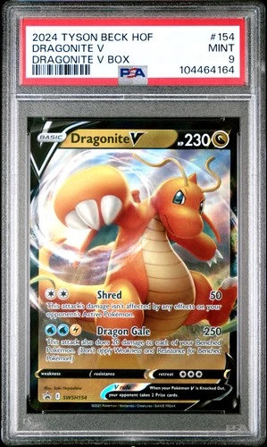 2021 POKEMON SWSH BLACK STAR PROMO DRAGONITE V BOX #154 DRAGONITE V PSA 9