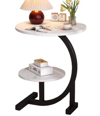 Minimalist White Wrought Iron Side Table   Sofa End Table & Coffee Table Combo