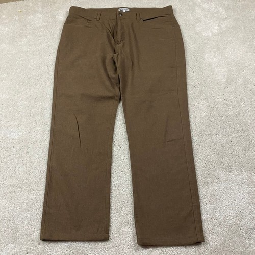 Peter Millar Pants Mens 35 Brown Stretch Flannel Five Pocket Straight Leg Preppy - Picture 2 of 11