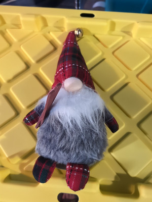 Grey Holiday Plush Gnome with Tartan Hat 12'' Inch