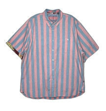 VTG Reyn Spooner Shirt Mens XXL Pink Blue Striped Floral Button Down Hawaiian