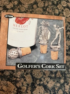1998 Golfer s Themed Deluxe Wine Cork Set of 3 by Eton Style #4633