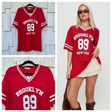 Princess Polly Michail Jersey Mini Dress Red Brooklyn 89 Graphic Mesh Womens 2