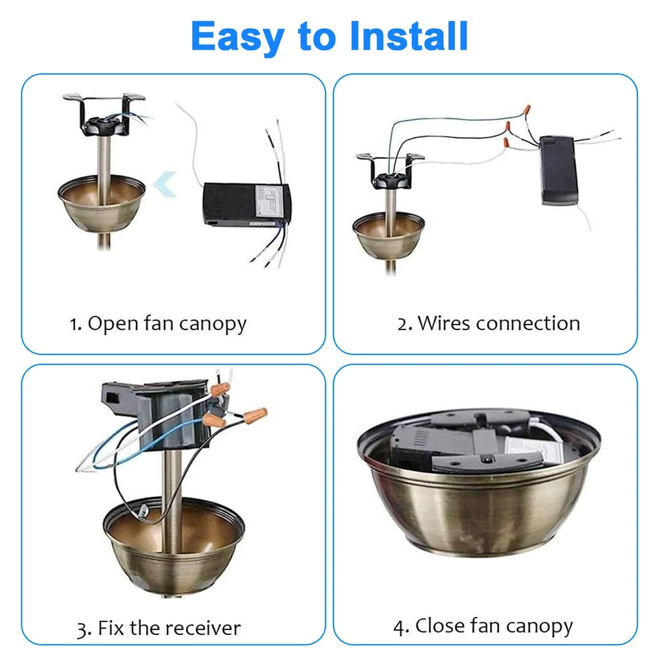 Universal Wireless 15M Timing Remote Control Receiver Ceiling Fan Lamp Light Kit - Image 2 of 4