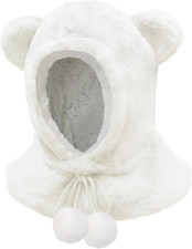 Bambini Cappello Invernali Calda in Lana Beanie Berretti 2 in 1 Sciarpa Cappucci