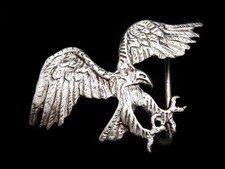 NA09170 VINTAGE 1970s CUT-OUT  BALD EAGLE  CHROME OVER SOLID BRASS BELT BUCKLE