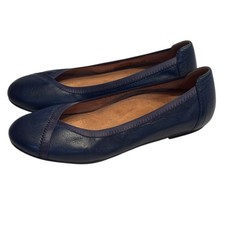 Vionic Spark Caroll Ballet Flat Navy Blue Womens Size 8 Comfort Leather Shoes