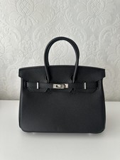 Damen Handtasche Echtleder schwarz 25 cm Silb...